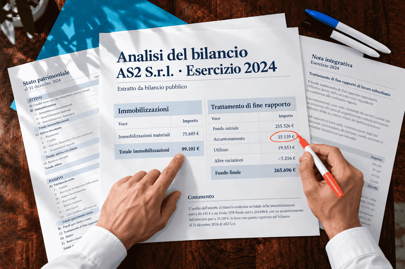 Scena illustrativa di analisi dei dati del bilancio pubblico AS2 S.r.l. 2024